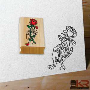 Carimbo Mão Segurando Rosa