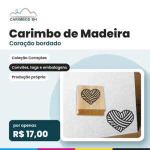 Carimbo Coração bordado